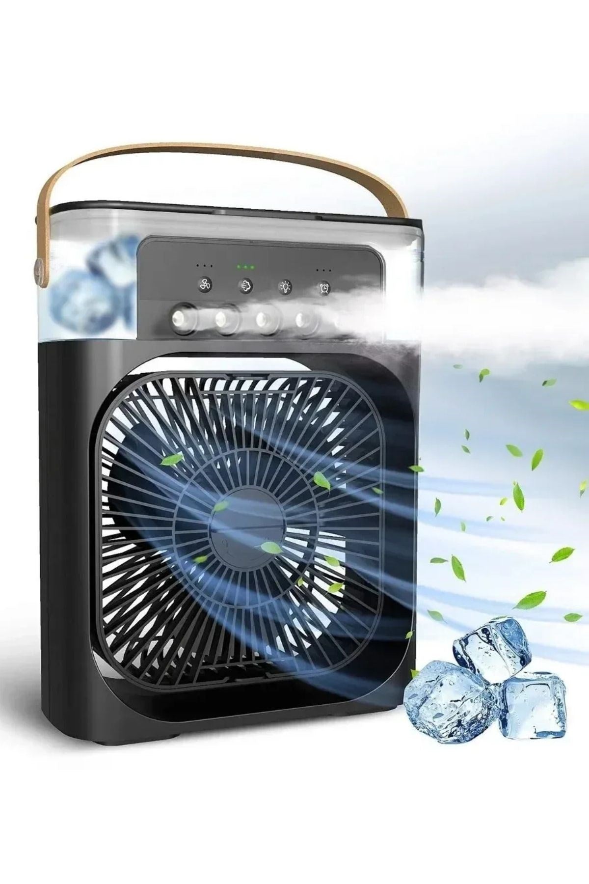 BUFFER® Taşınabilir 3 Farklı Mod Ayarlı 7 Farklı Led Işıklı Sulu Soğutmalı Taşınabilir Masaüstü USB Fan Vantilatör