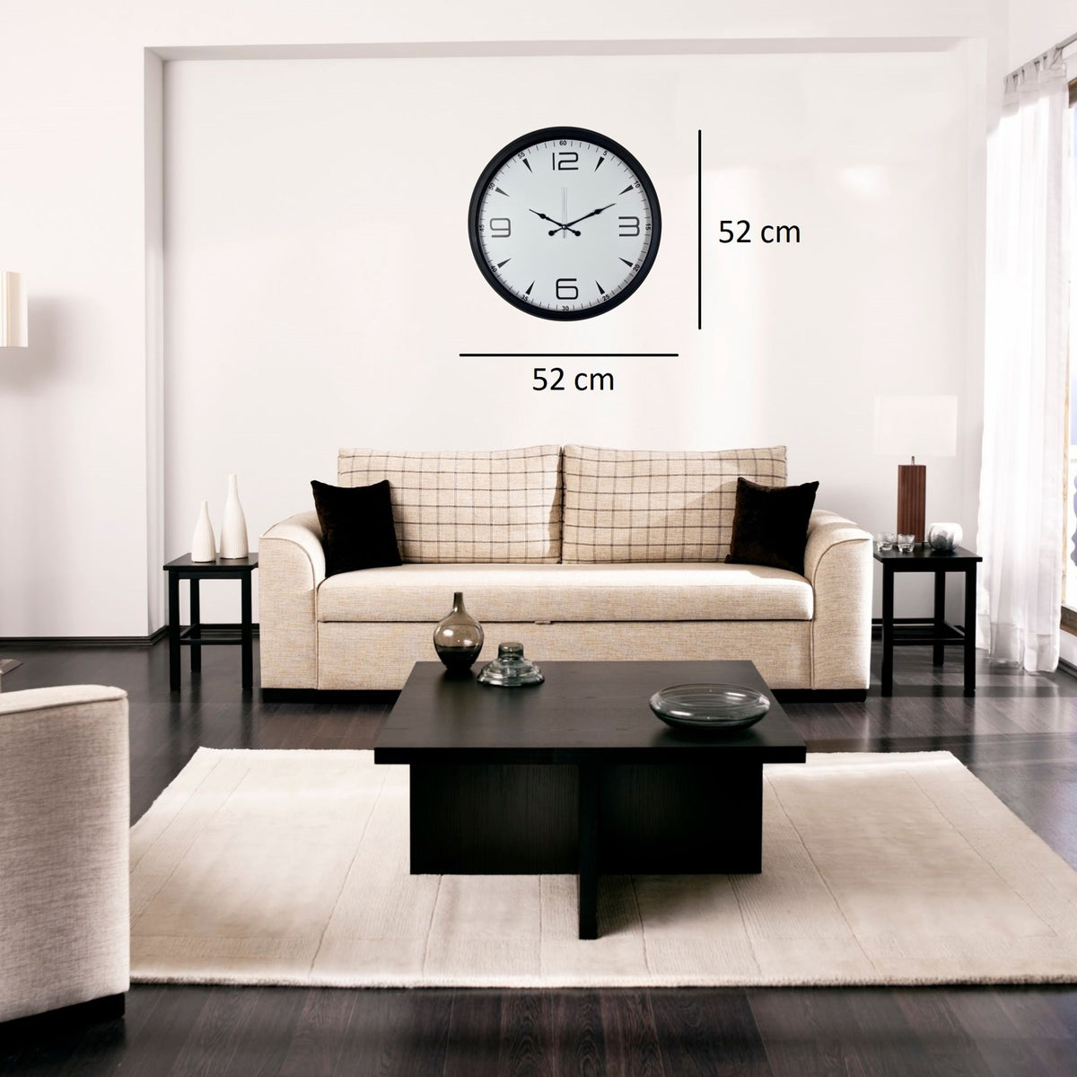 Siyah Modern Harmony 52 x 52 Cm Duvar Saati