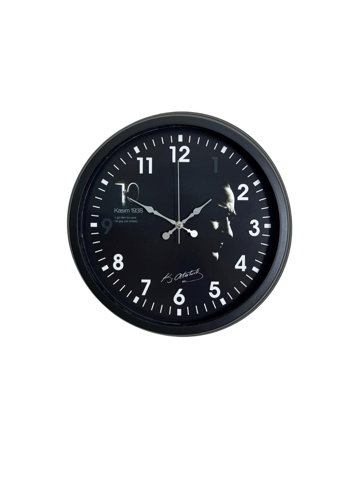 Siyah 40 Cm Metal Atatürk Seri Duvar Saati