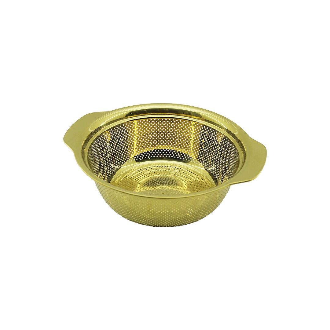 23CM GOLD PASLANMAZ METAL SEPET SÜZGEÇ KENDİNDEN KULPLU (5643)