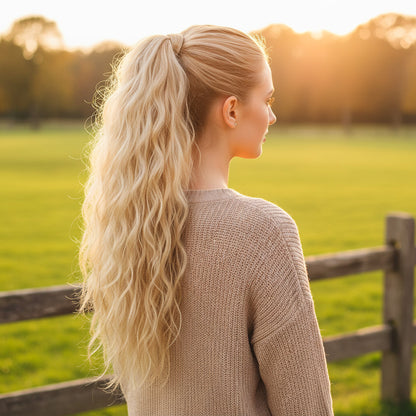 Bağlamalı Kabarık Dalgalı At Kuyruğu - Balköpüğü Beyaz Platin Röfleli