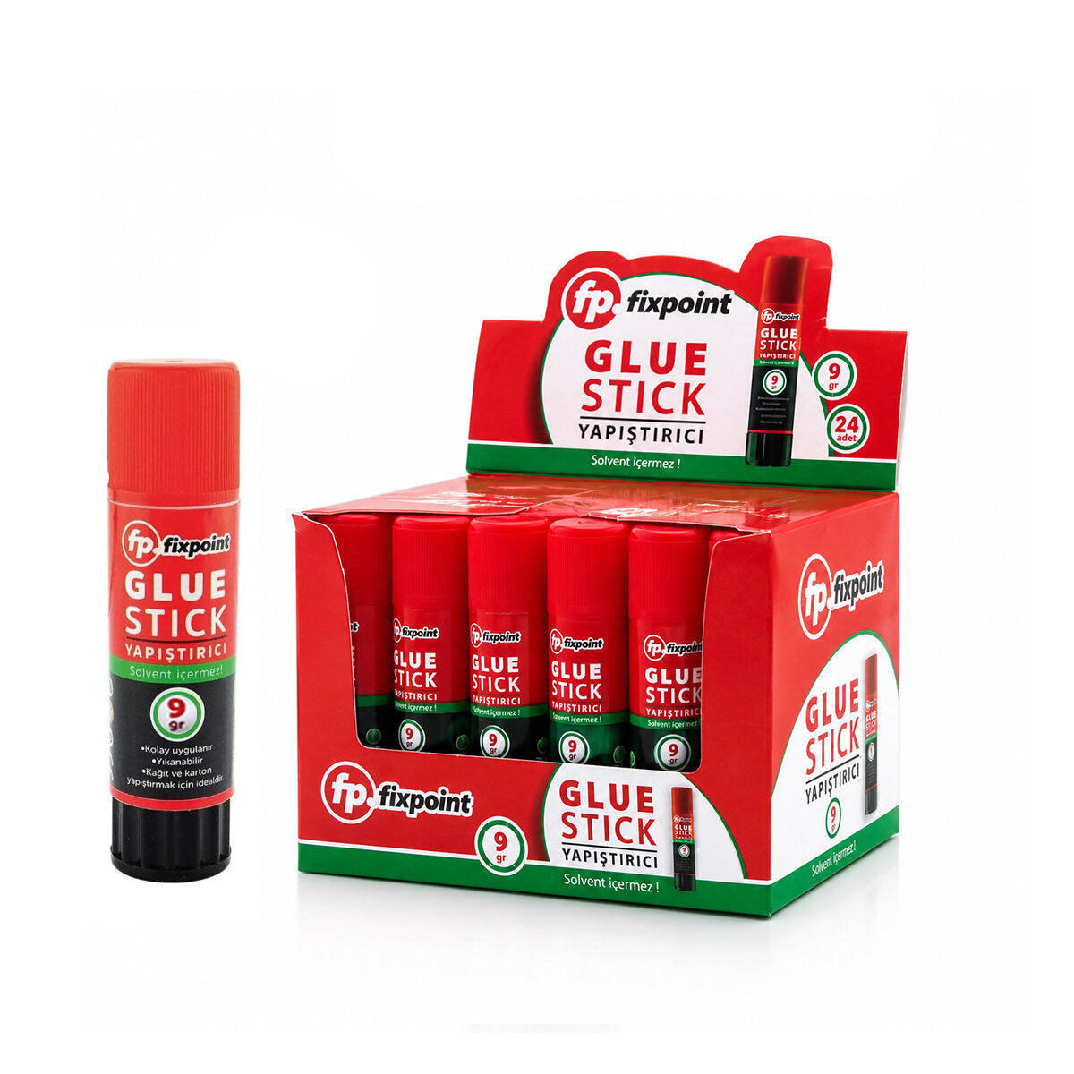 24 ADET 9GR STICK YAPIŞTIRICI SOLVENT İÇERMEZ YIKANABİLİR KOLAY UYGULAMA KAĞIT - KARTON YAPIŞTIRICI STİCK (5643)