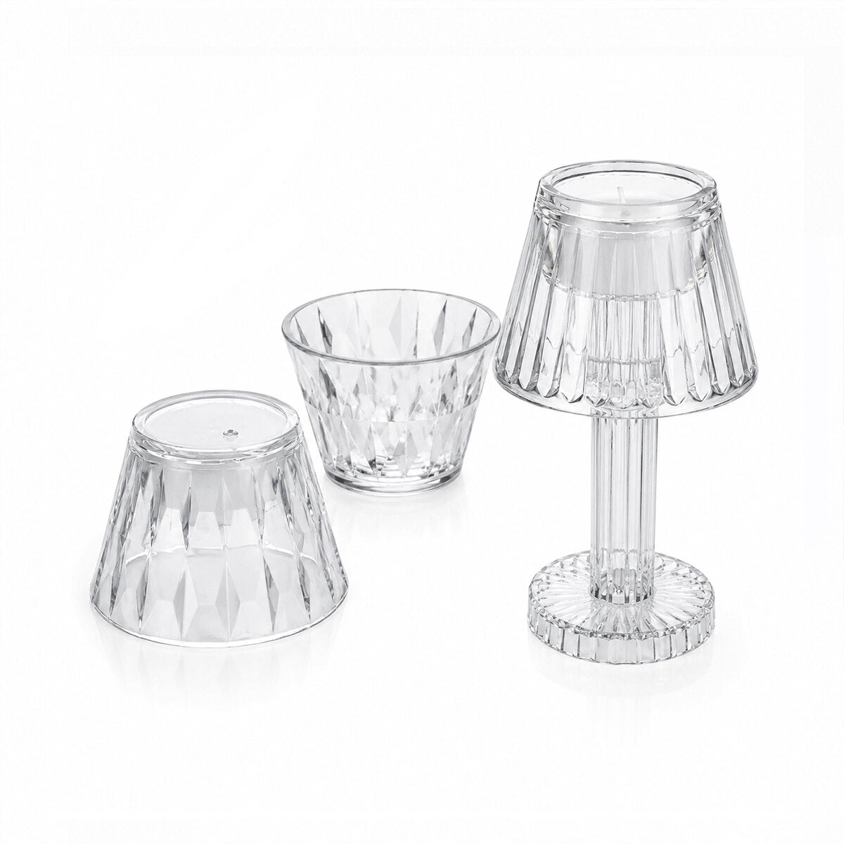 24 ADET KRİSTAL DAMLALI MUMLUK - MASA LAMBA ABAJUR MİNİ PİLLİ (5643)