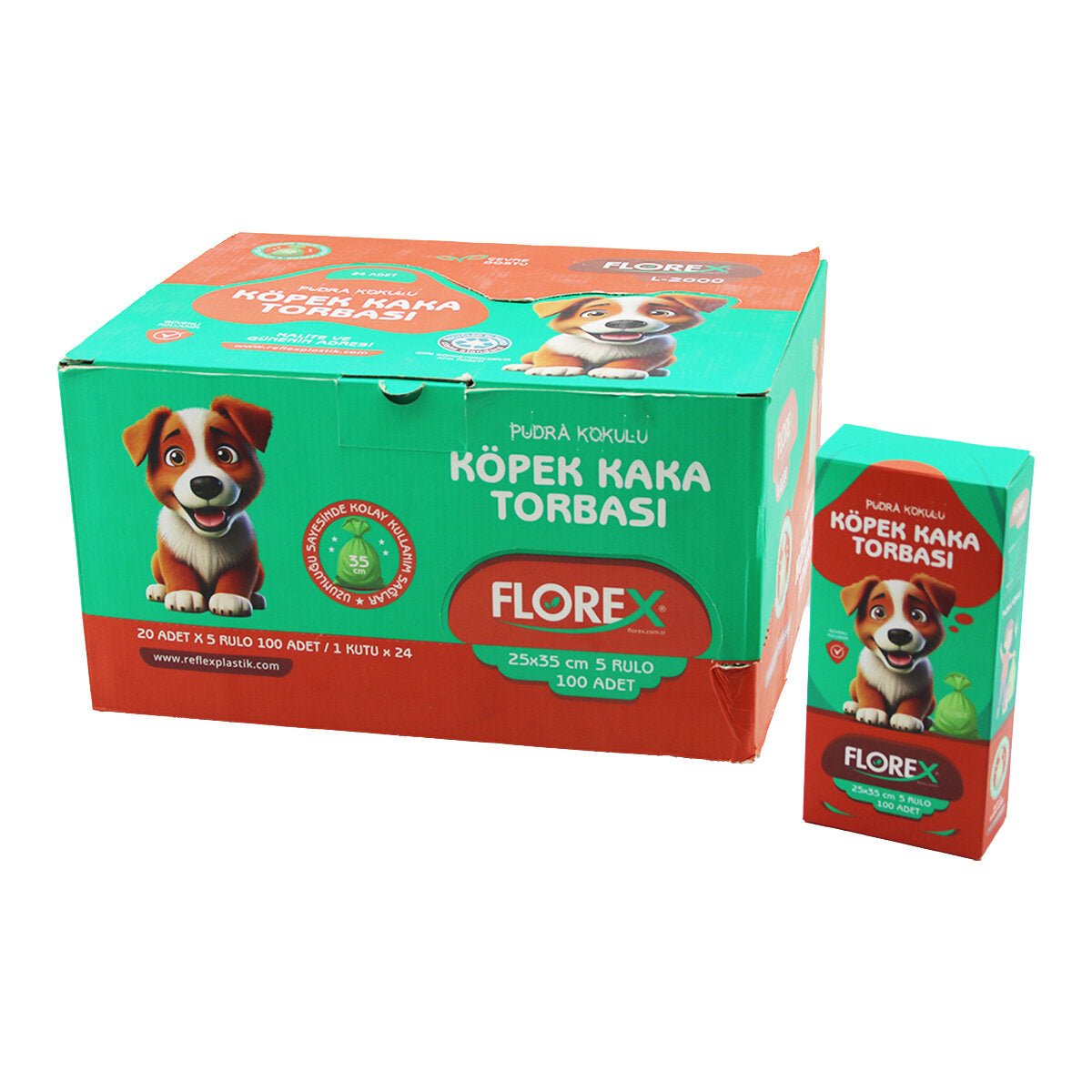 2400 ADET = 1 KOLİ KÖPEK - EVCİL HAYVAN KAKA TORBASI PUDRA KOKULU - 25X35CM (5643)