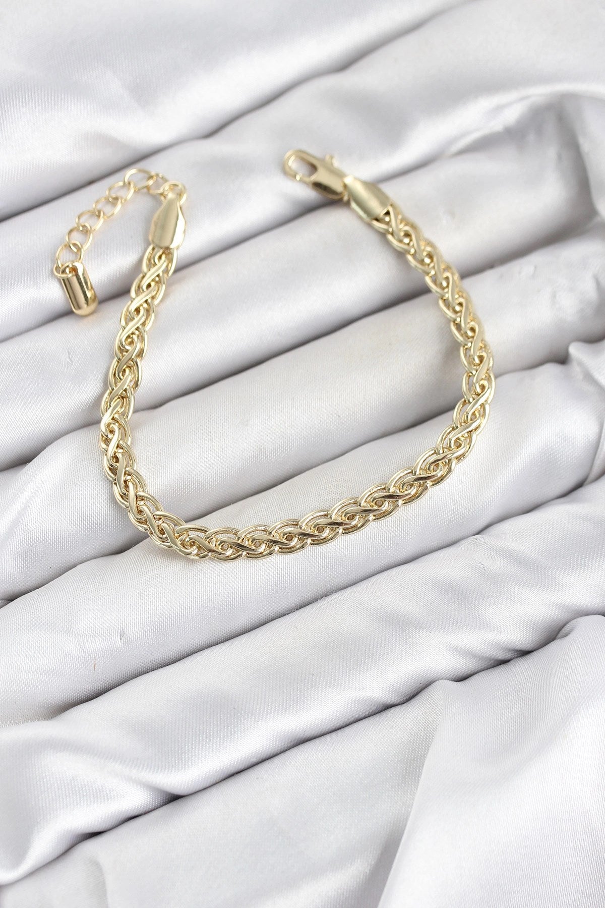 CM Singapur Zincir Model Gold Renk Pirinç Kadın Bileklik