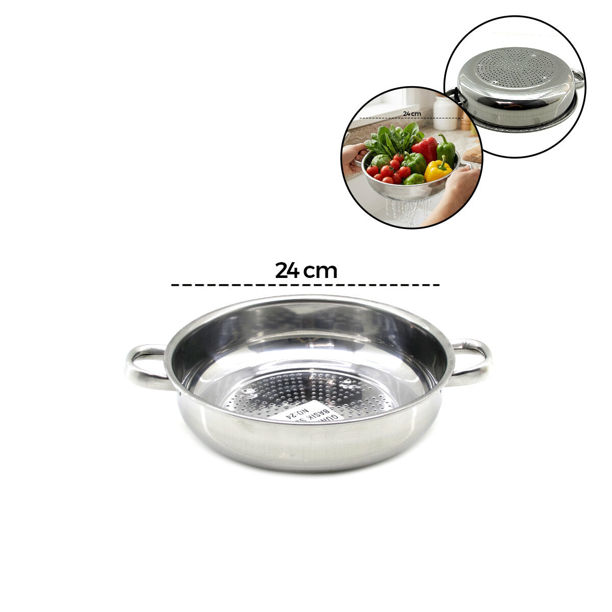 24CM BASIK SÜZEK METAL SÜZGEÇ KULPLU (5643)