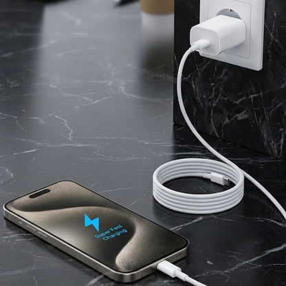 25W Hızlı Şarj Adaptörü USB-C to Type-C Kablolu – PD Destekli, Süper Hızlı Şarj Cihazı (5643)