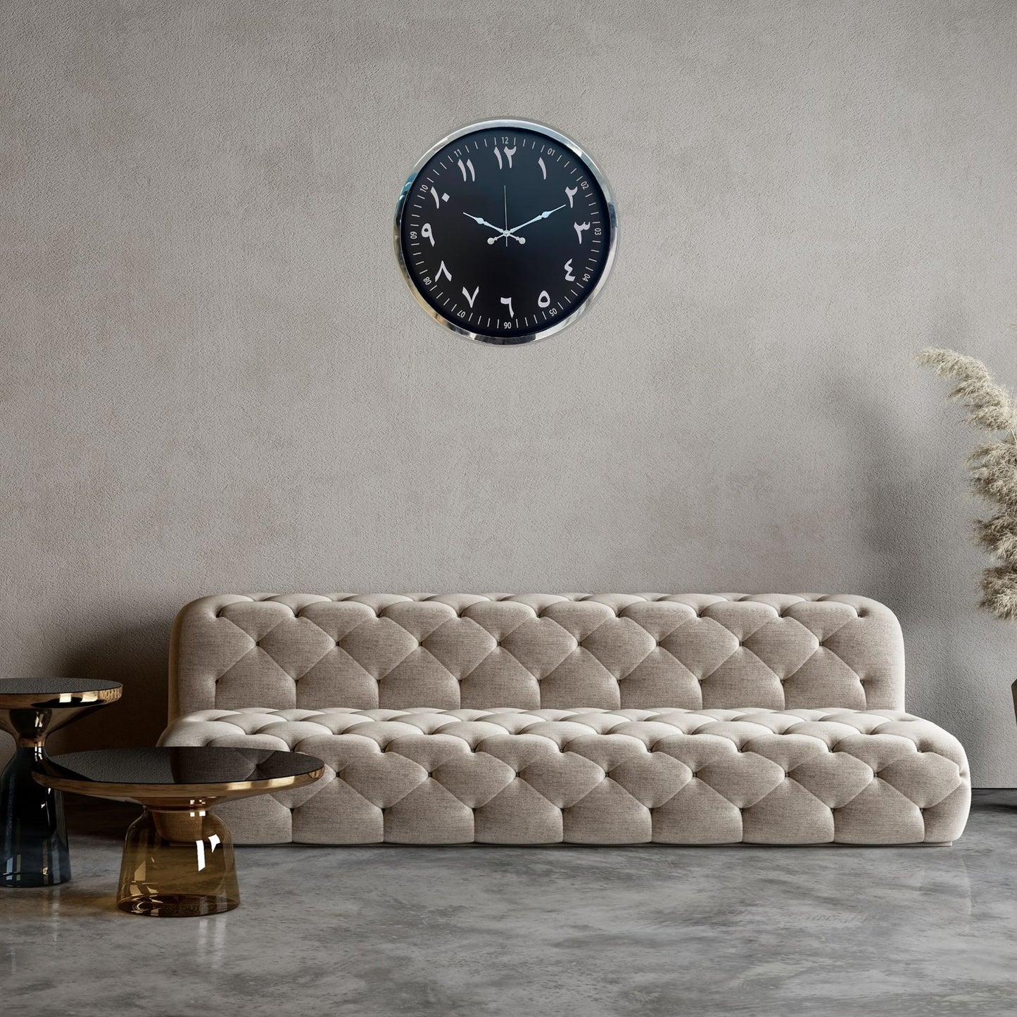 Krom Arapça Rakamlı 52 x 52 Cm Duvar Saati