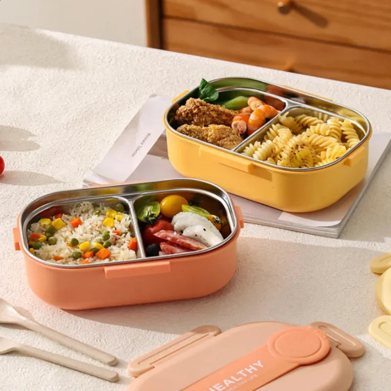 2 Bölmeli Yemek Kabı - 304 Paslanmaz Çelik - 900 ml