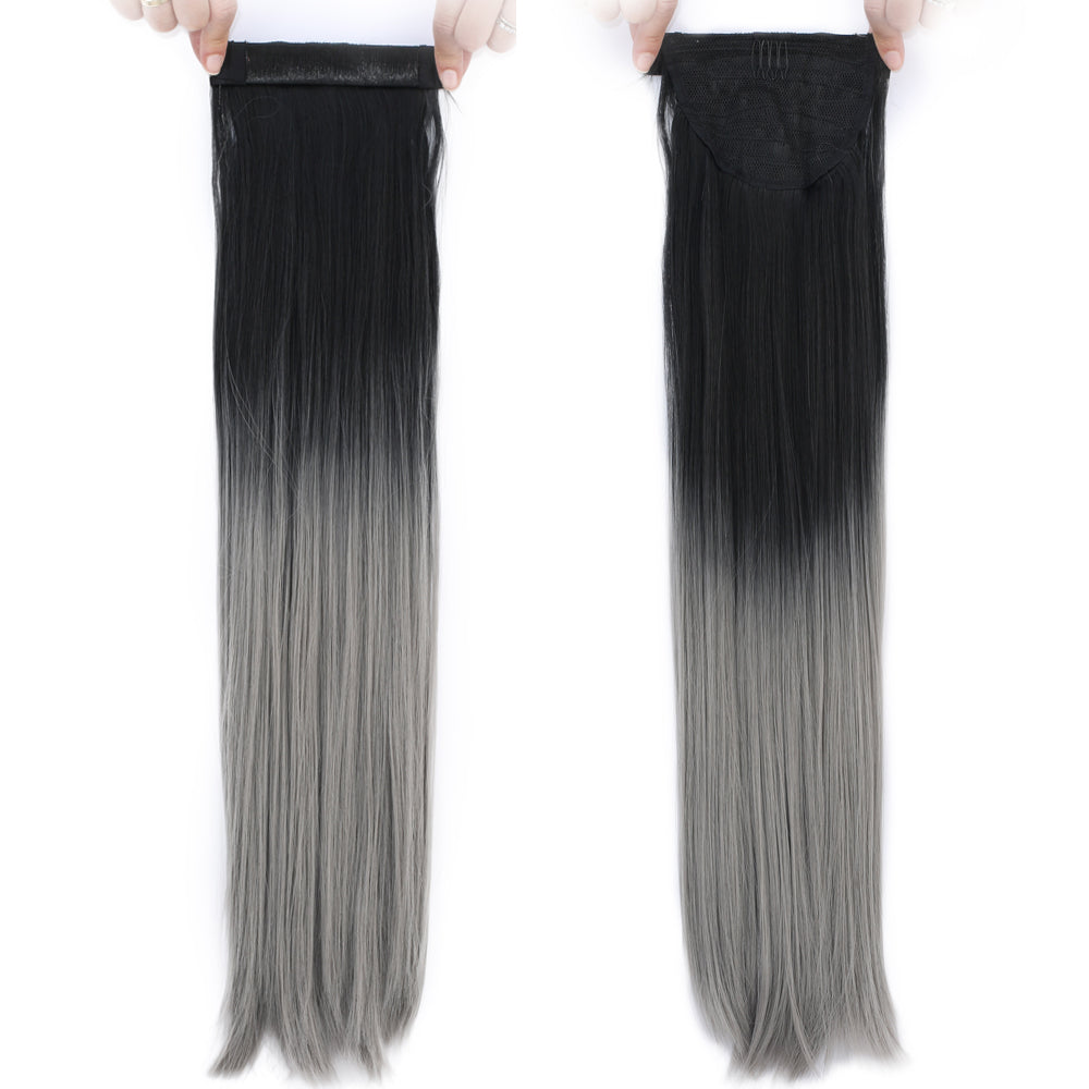 Fiber Sentetik Sihirli At Kuyruğu - Siyah / Gri Ombreli