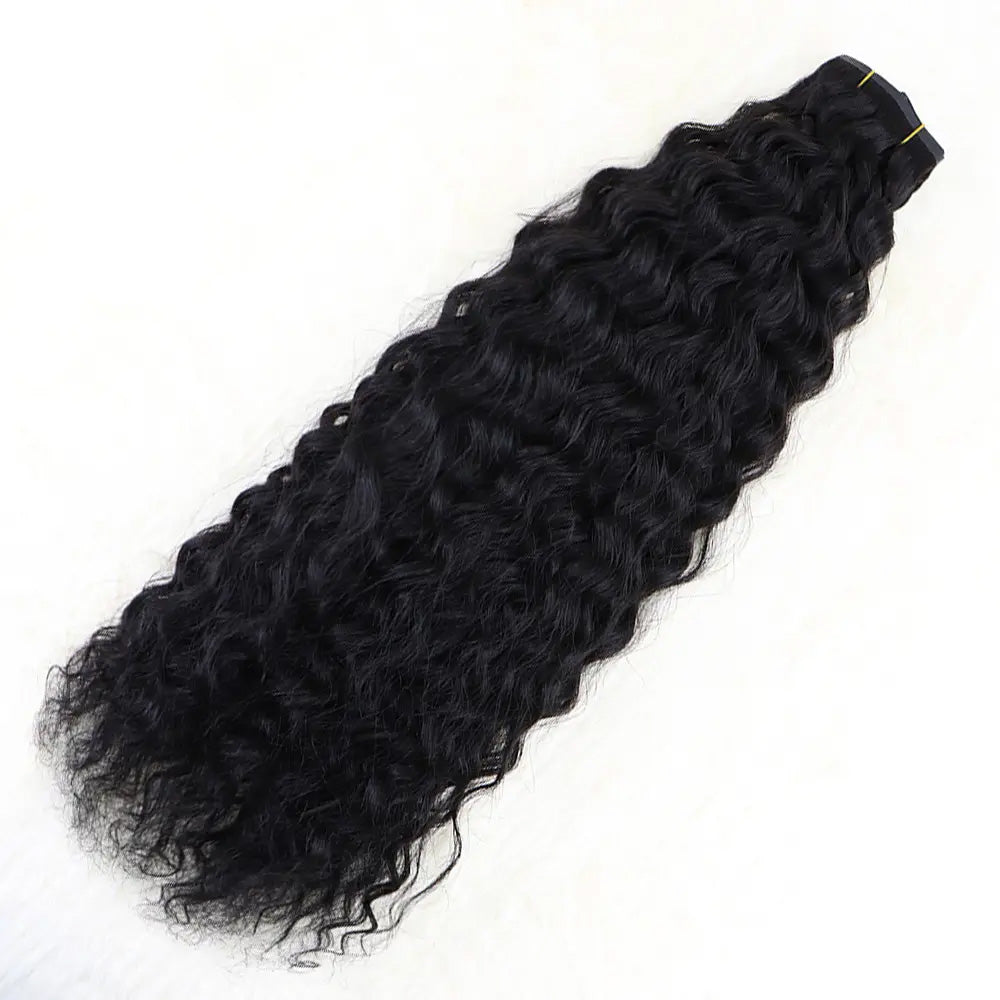 Yoğun Dalgalı 7 Parça Görünmez Yarım Ay Set %100 Gerçek Saç - 45cm