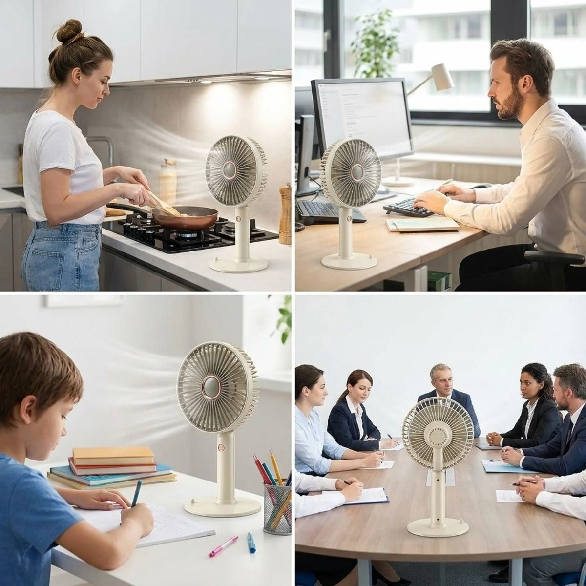 BUFFER® 3 Kademeli Masaüstü Fan – Telefon Tutuculu Standlı Taşınabilir Mini Fan ZB161