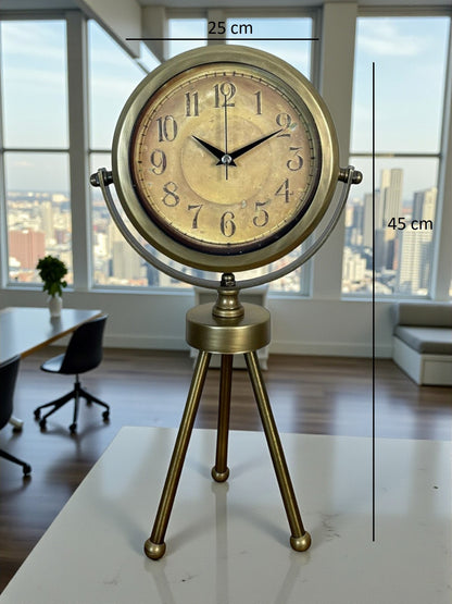 Eskitme Vintage Üç Ayaklı Masa Saati