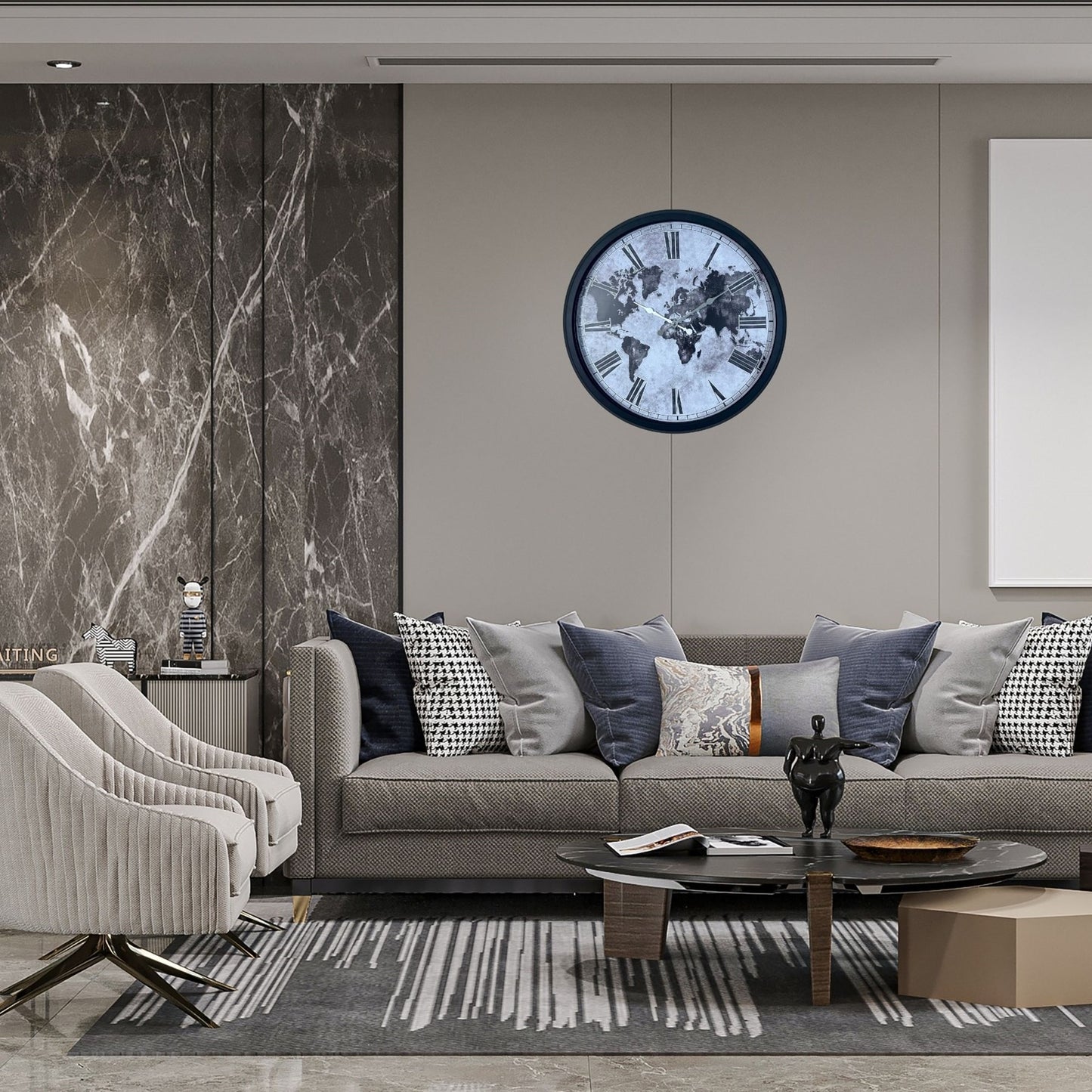 Siyah Atlas Roman 52 x 52 Cm Roman Duvar Saati