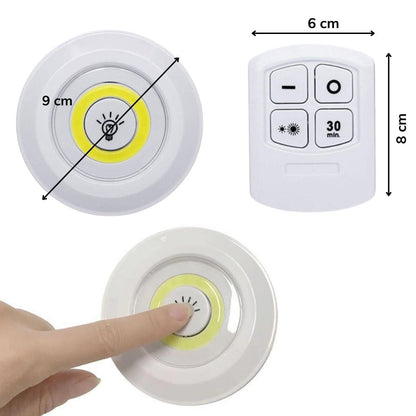 BUFFER® 3lü Uzaktan Kumandalı Pilli Yapışkanlı Kablosuz Led Spot Lambalar