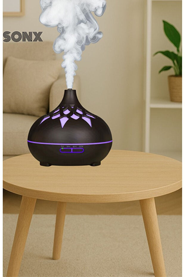 Aroma Difüzör Gece Işığı 7 Led DESENLİ Nemlendirici Kumandalı Buhar Makinesi 550 ml
