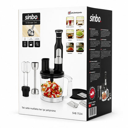 2HIZ AYAR - PASLANMAZ ÇELİK BIÇAK EL MULTİ BLENDER SETİ 2 LT HAZNELİ SHB-7534 (5643)