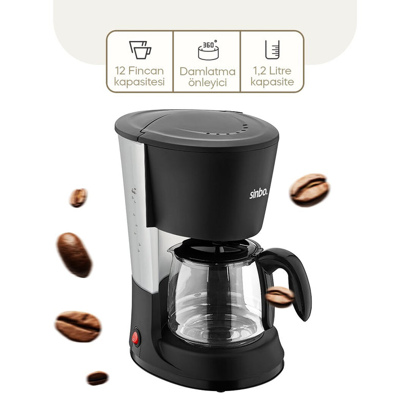 2İN1 FİLTRE KAHVE - ÇAY DEMLEME MAKİNESİ 1.2LT CAM HAZNE - SU SEVİYE GÖSTERGE SCM-2938 (5643)