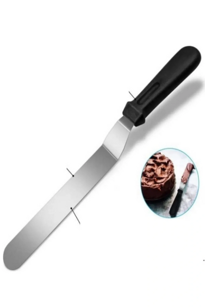 2li Set Hamur Şekillendirici Eğik Pasta Spatulası +metal Hamur Kesici Kazıyıcı Spatula