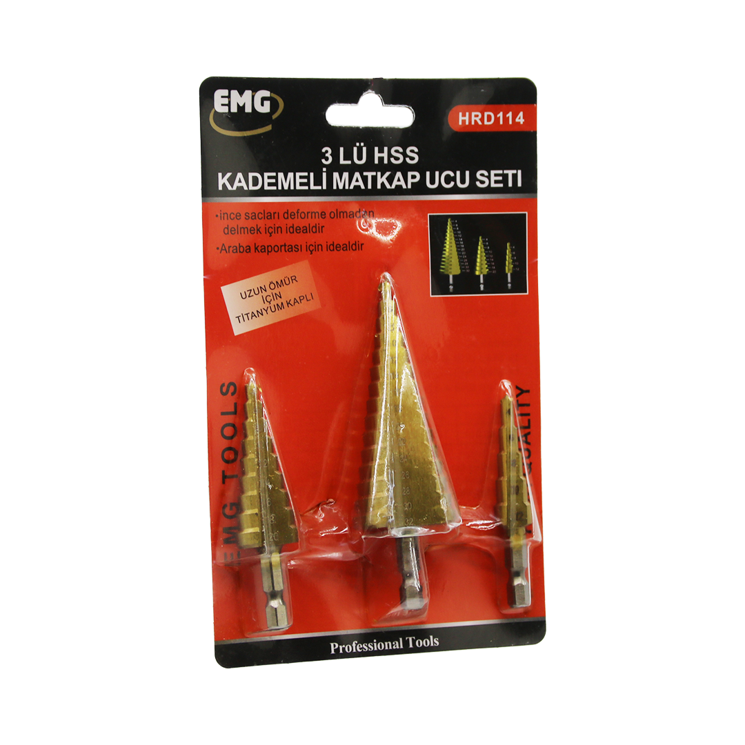 3 PARÇA HSS KADEMELİ MATKAP UCU SET (5643)