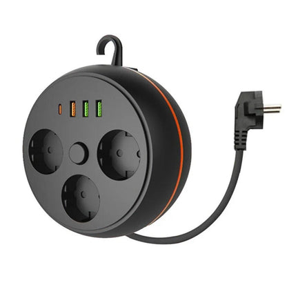 3 Adet Soket,3 Adet USB ve 1 Adet Type-C Girişli Termal Akım Korumalı Makaralı Priz 3395 (5643)