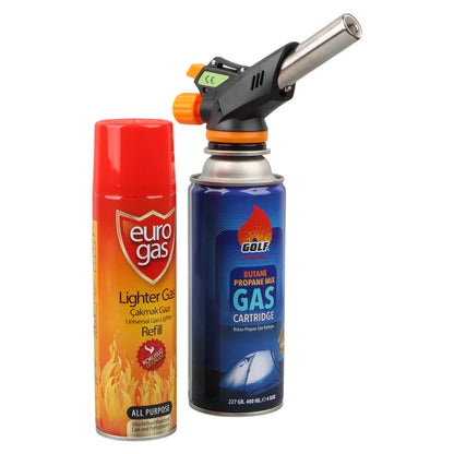 3 Parça Profesyonel Pürmüz Seti Pürmüz Torch Çakmak Başlık- Kamp Gazı 400ml- Çakmak Gazı 270 (5643)