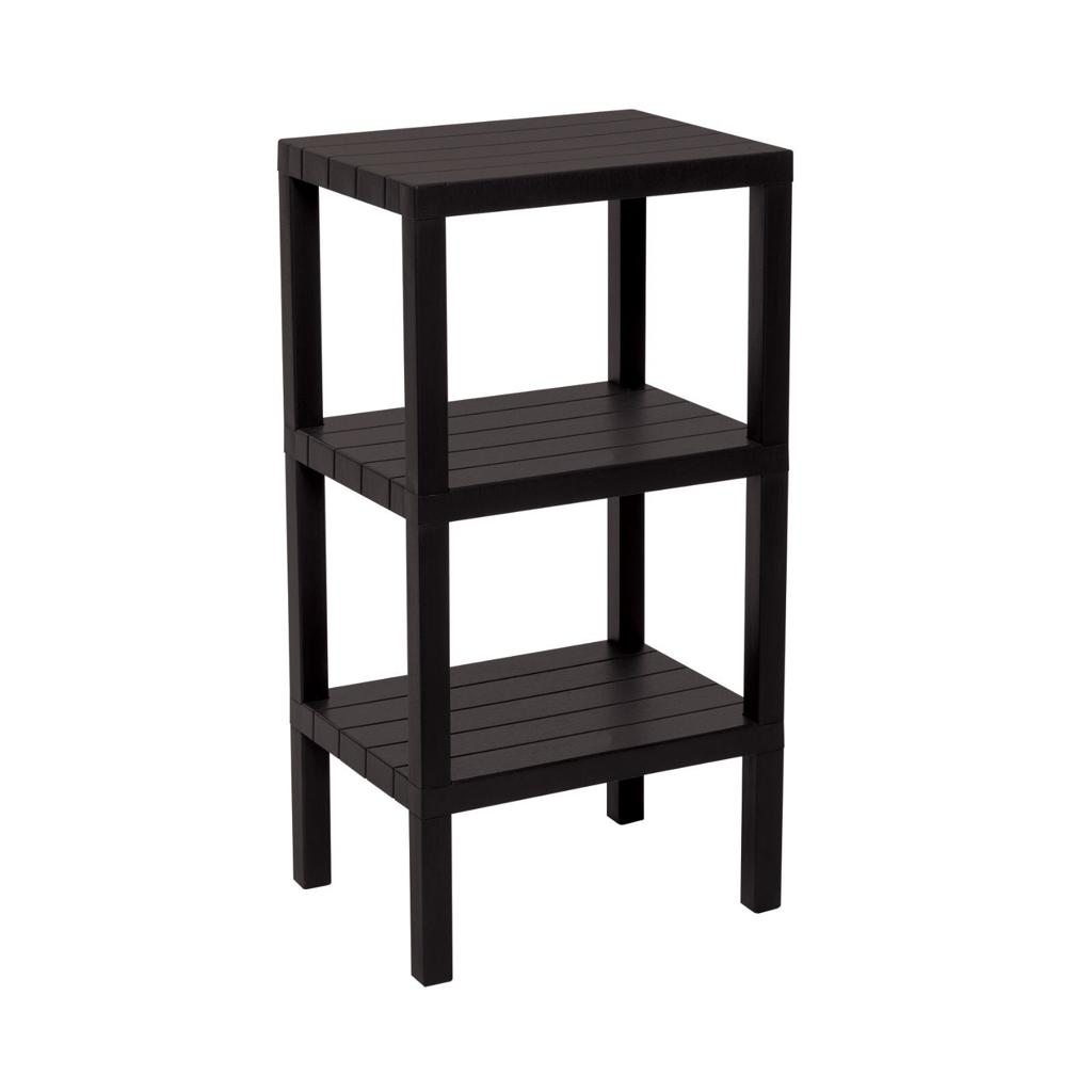 3 RAFLI SİYAH MODÜLER ÜNİTE PLASTİK 38x29x74 cm (5643)