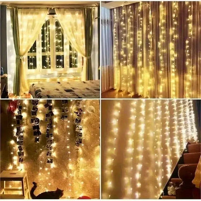 300 Ledli 10 Sarkıt Perde Led Işık-8 Fonksiyon, Uzaktan Kumandalı, 3x3 Metre (5643)