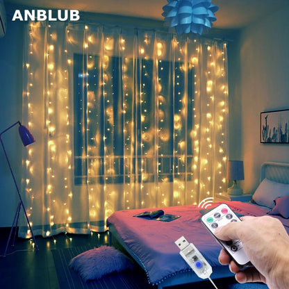 300 Ledli 10 Sarkıt Perde Led Işık-8 Fonksiyon, Uzaktan Kumandalı, 3x3 Metre (5643)