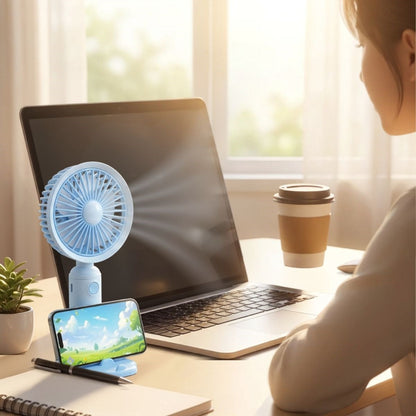 BUFFER® 3 Kademeli Masaüstü Fan – Telefon Tutuculu Özellikli Standlı Elde Taşınabilir Mini Fan EKL29