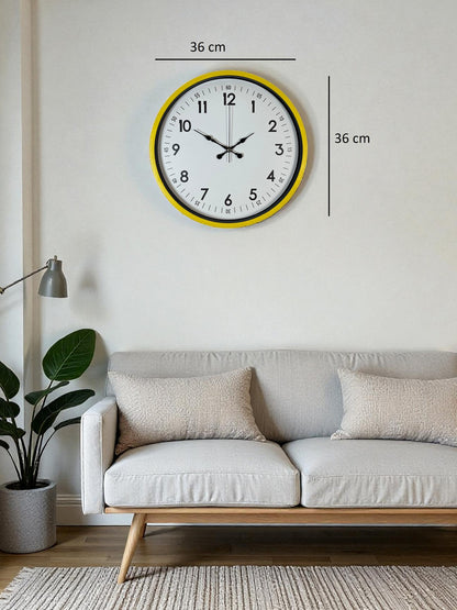 36 Cm Sarı Modern Dekoratif Duvar Saati