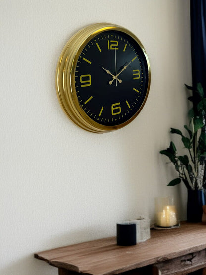 Gold Modern Rakamlı 40 Cm Metal Duvar Saati