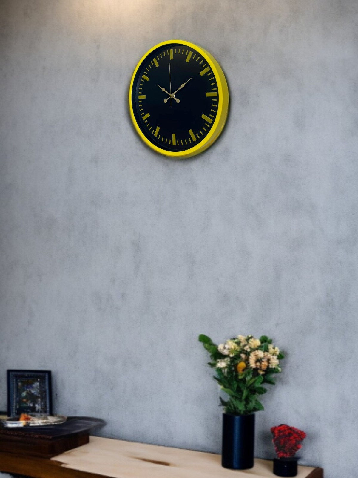 36 Cm Sarı Dekoratif Duvar Saati