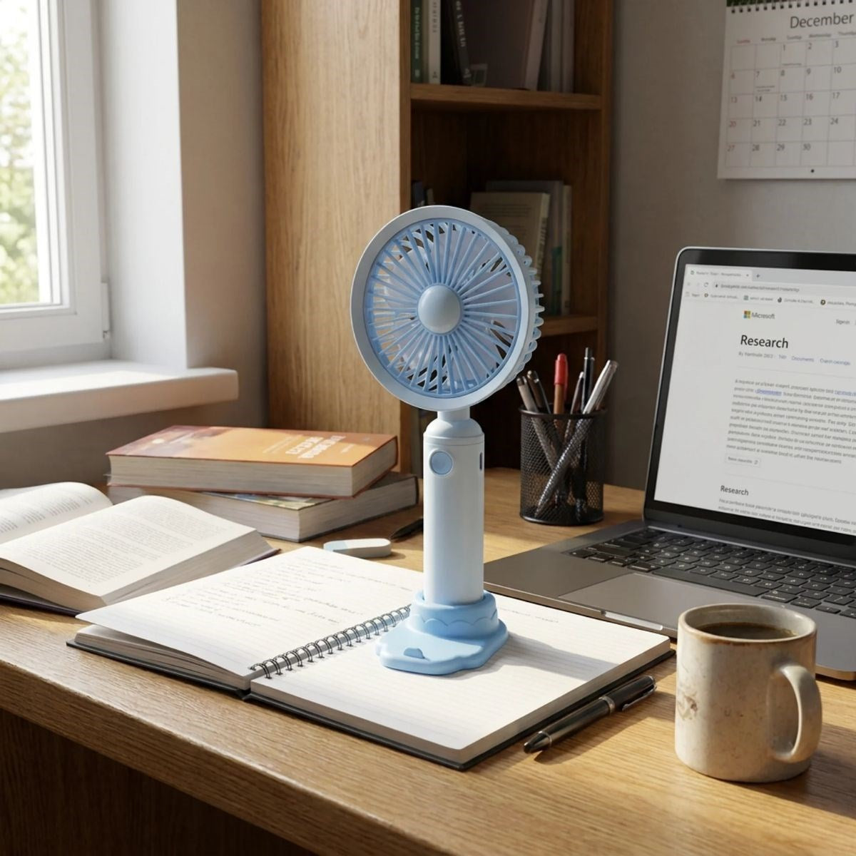 BUFFER® 3 Kademeli Masaüstü Fan – Telefon Tutuculu Özellikli Standlı Elde Taşınabilir Mini Fan EKL29