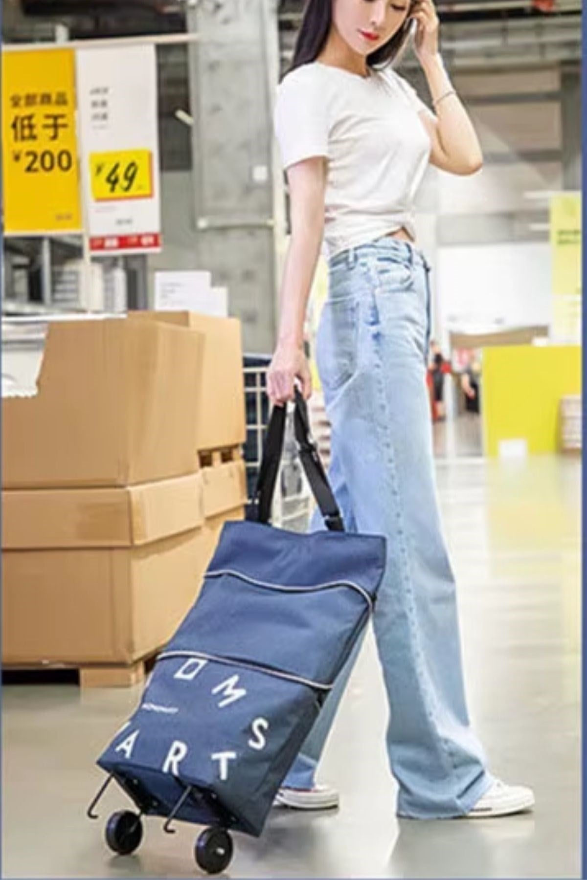 BUFFER® Katlanabilir Tekerlekli Market Çantası,Çok Amaçlı Pazar Arabası,Portatif Alışveriş Bez Torbası