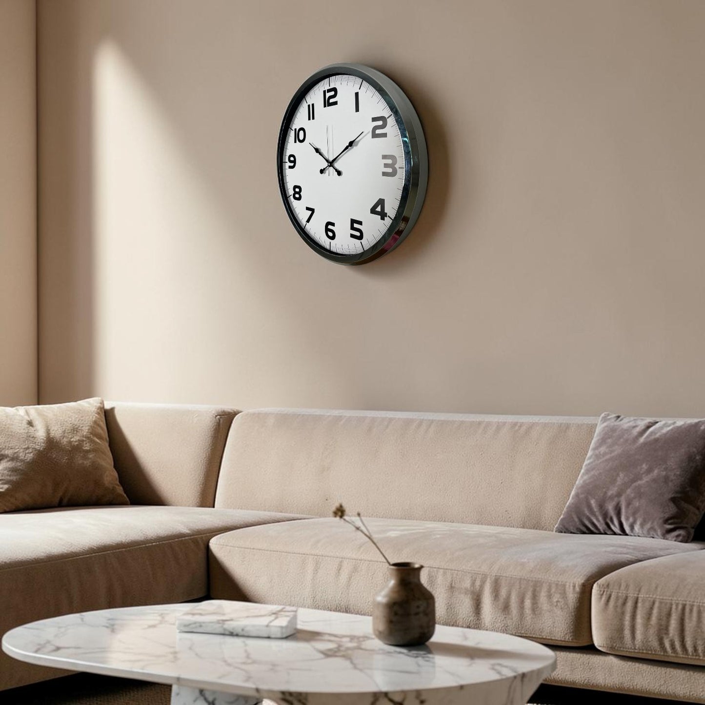 Krom 52 Cm Metal Klasik Duvar Saati