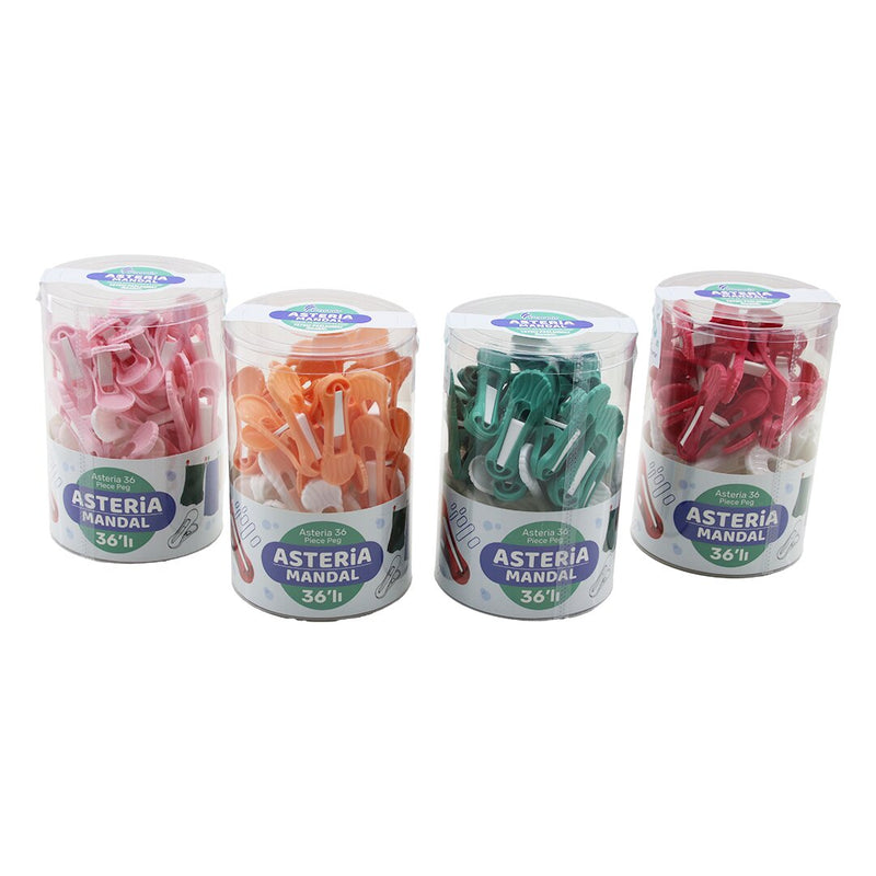 36PCS YAYSIZ PLASTİK RENKLİ MANDAL KUTULU (5643)