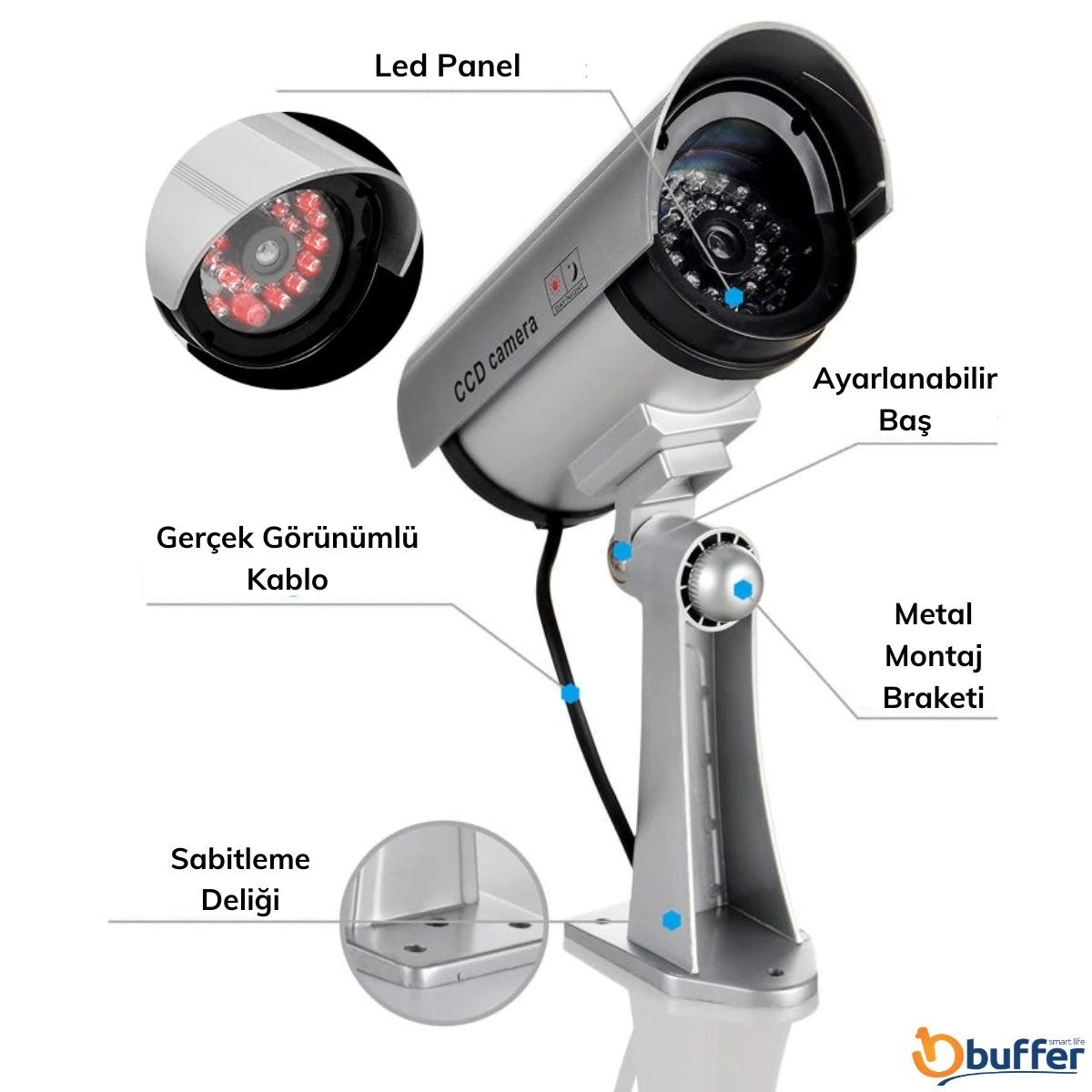 BUFFER® %100 Gerçekçi İç ve Dış Mekan İçin Güvenlik Kamerası