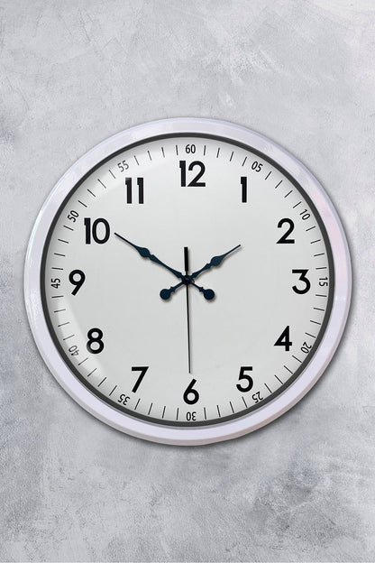Beyaz Dekoratif Stil 52 Cm Metal Duvar Saati