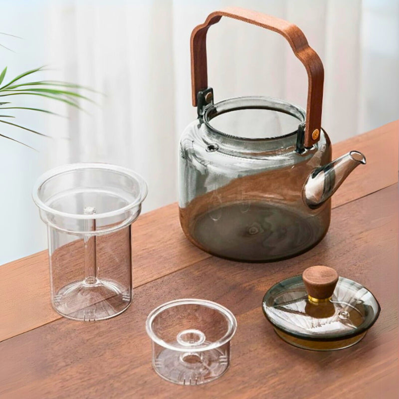 Akasya Saplı Demlik - 1200 ml - Borosilikat Cam