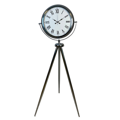 Krom Roma Rakamlı 150 x 45 Cm Metal Tripod Ayaklı Saat
