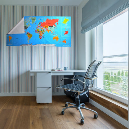 BUFFER® Renkli Atlas Dünya Haritası Manyetik Yapıştırıcı Gerektirmeyen Duvar Stickerı 118 CM * 56 CM