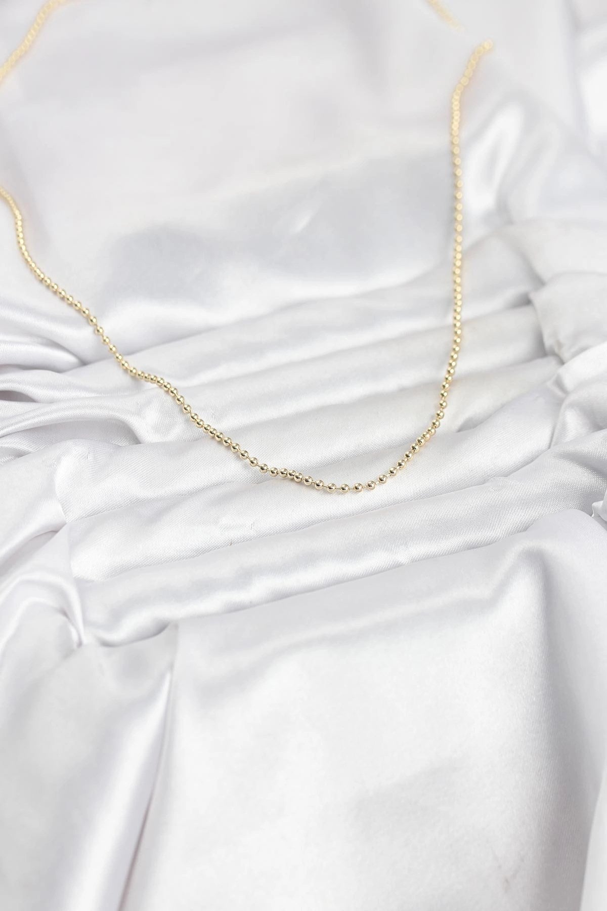 CM 14K Gold Renk Top Zincirli Model 60 cm Kadın Kolye