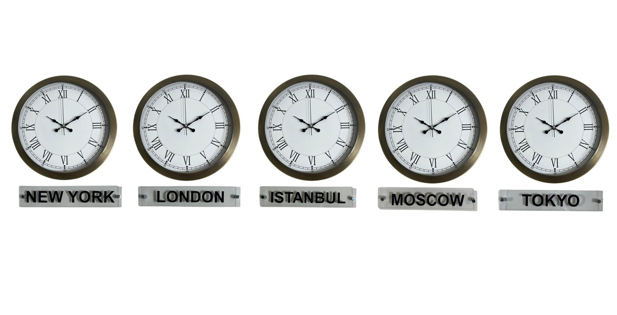 Retro World Time Series 36 Cm Metal Tabelalı Dünya Saati