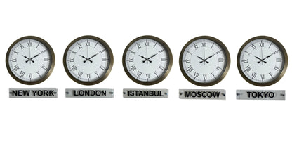 Retro World Time Series 36 Cm Metal Tabelalı Dünya Saati