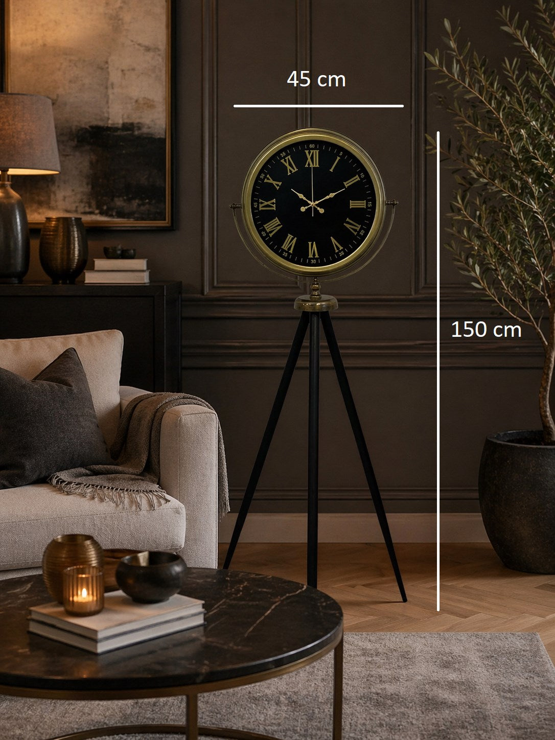 Vintage Roma Rakamlı Modern Tripod Ayaklı Saat