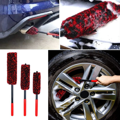 3lü Bükülebilen Peluş Detaylı Temizlik İçin Oto Jant, Egzos Temizleme Fırçası (5643)