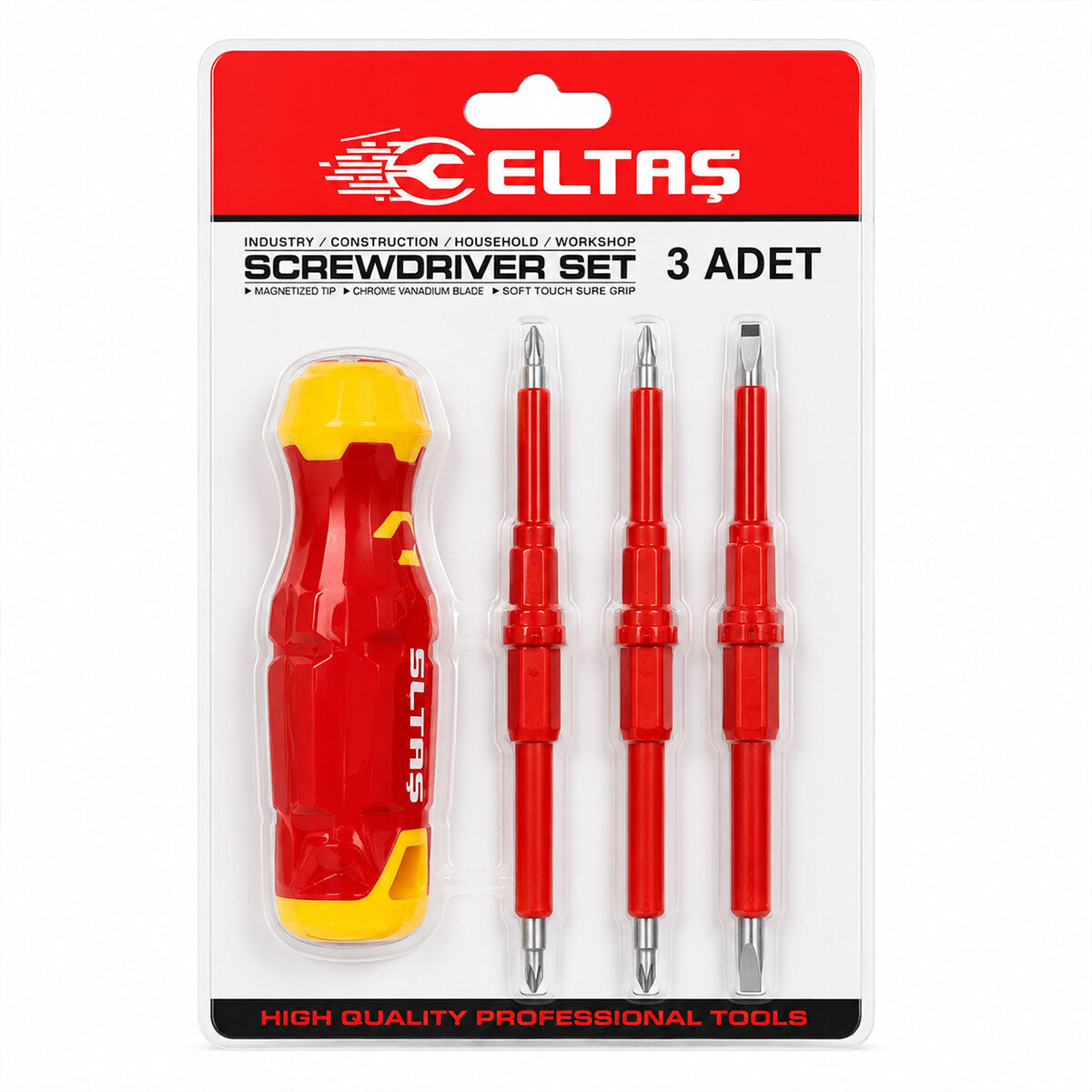 3PCS - ÇİFT TARAFLI UÇ 3MM-5MM-6MM ERGONOMİK SAP ELEKTRİKLİ TORNAVİDA SETİ LRD-144 (5643)