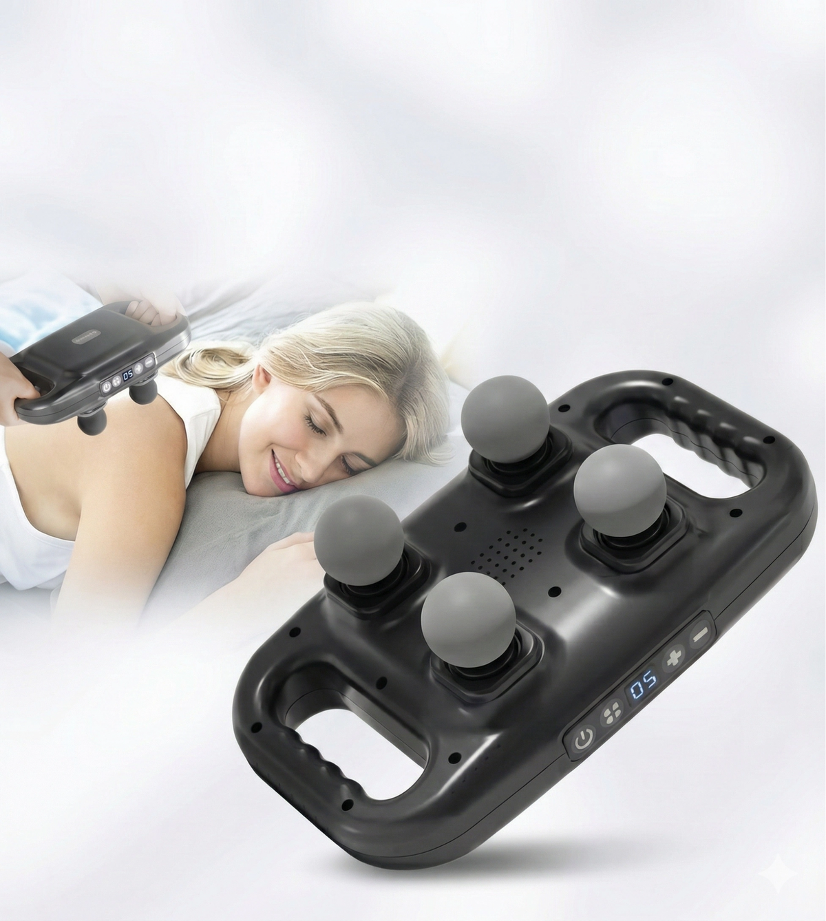 4 Başlıklı Masaj Tabancası - Ergonomik Derin Doku Sırt Ve Boyun Masaj Aleti Ağrı Ve Sızı Giderici