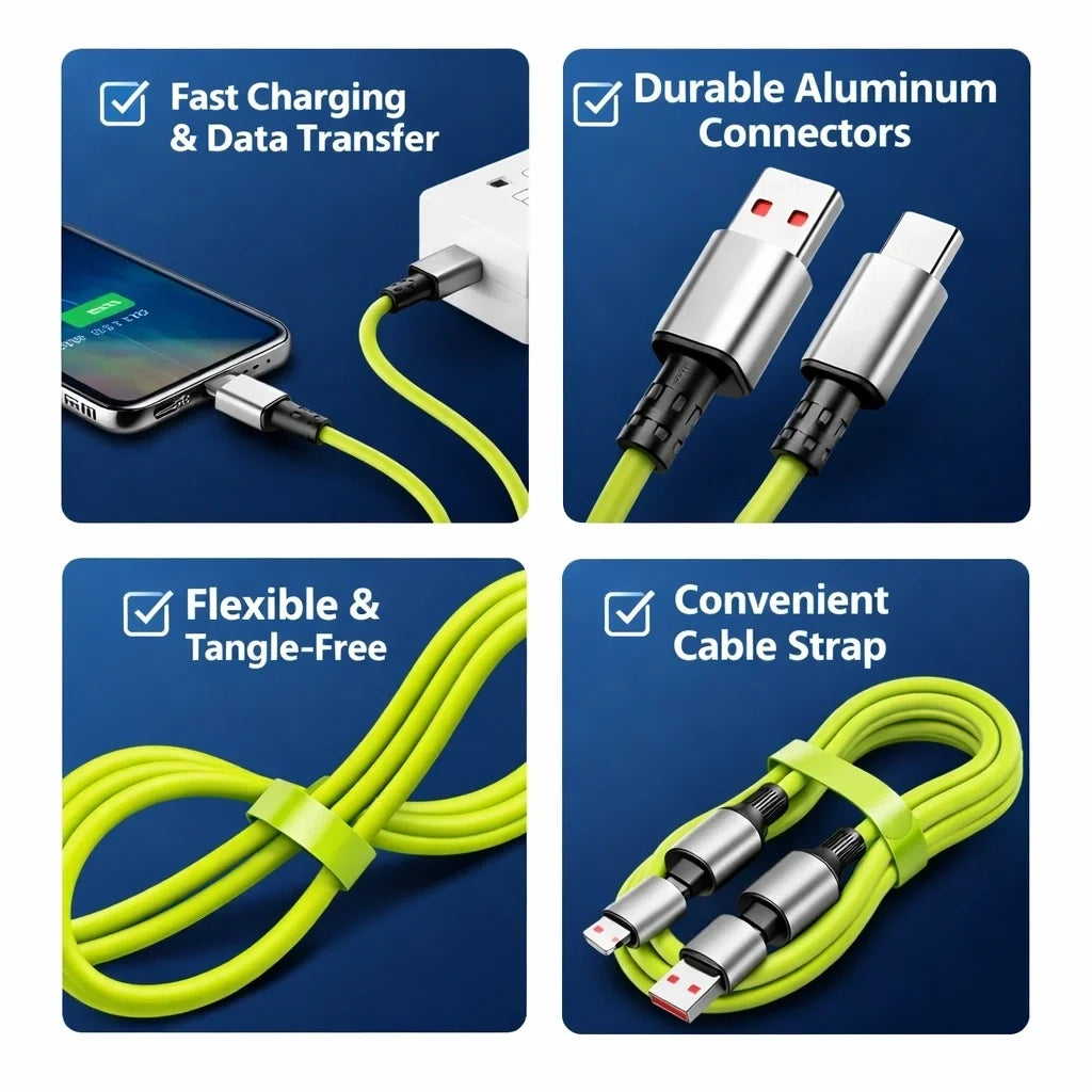 4-in-1 240W PD Hızlı Şarj Kablosu – Type-C Lightning Destekli PL-8632 (5643)